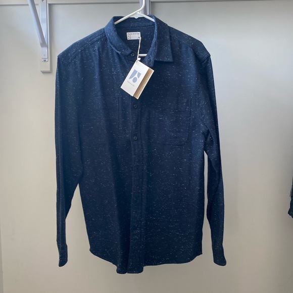 NWT Nepped flannel navy Shirt from Frank and Oak - Picture 1 of 4